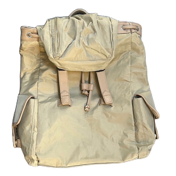 Duchamp London Tan Nylon Drawstring Computer Backpack - Picture 3 of 13